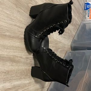 Black chunky lace up boots